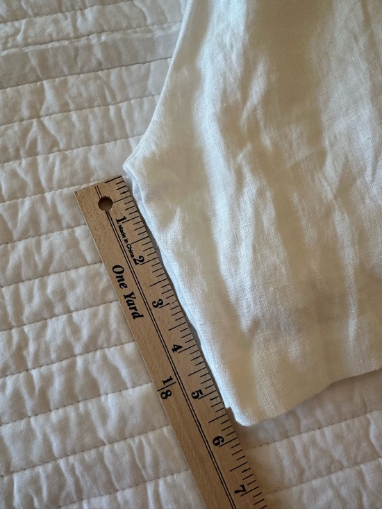 European Linen White High Waisted Button Front Shorts | 90s Summer Minimalist - Picture 10 of 10